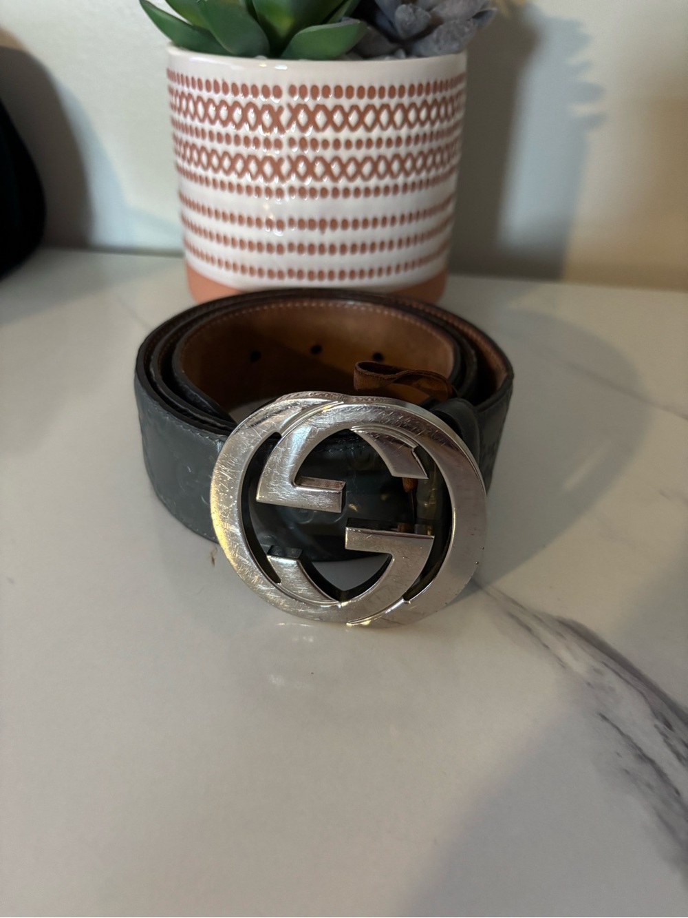 Gucci Guccissima Interlocking G Belt Sz 80/32